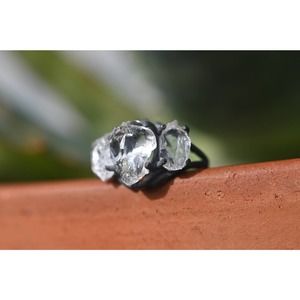Raw Diamond Engagement Ring Rough Natural and Uncut Wedding Band Raw Gem…